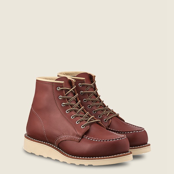 Red Wing Heritage Bot Bayan - 6-Inch Classic Moc - Short Atanado Deri - Bordo - 72XNCAWOU